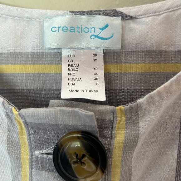 Creation Stripes.Gray,white and yellow size 6 Lite and airy cotton popover 304 - Picture 4 of 5